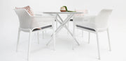 Persia Bailey Armchair Round 5pc Dining Setting - White